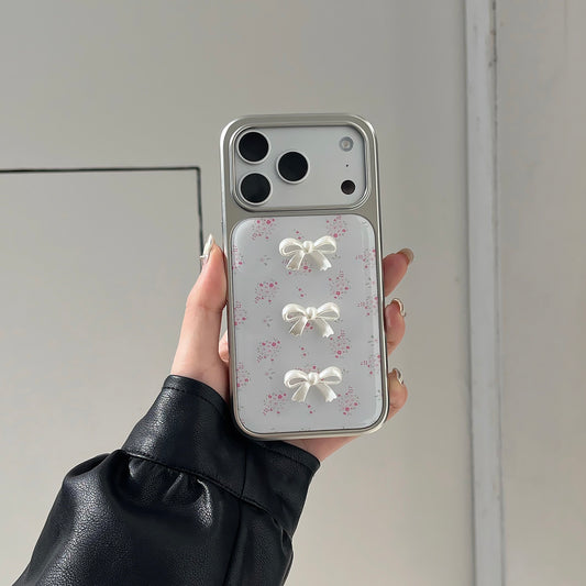 3D Bow Floral iPhone Case – Pearl White