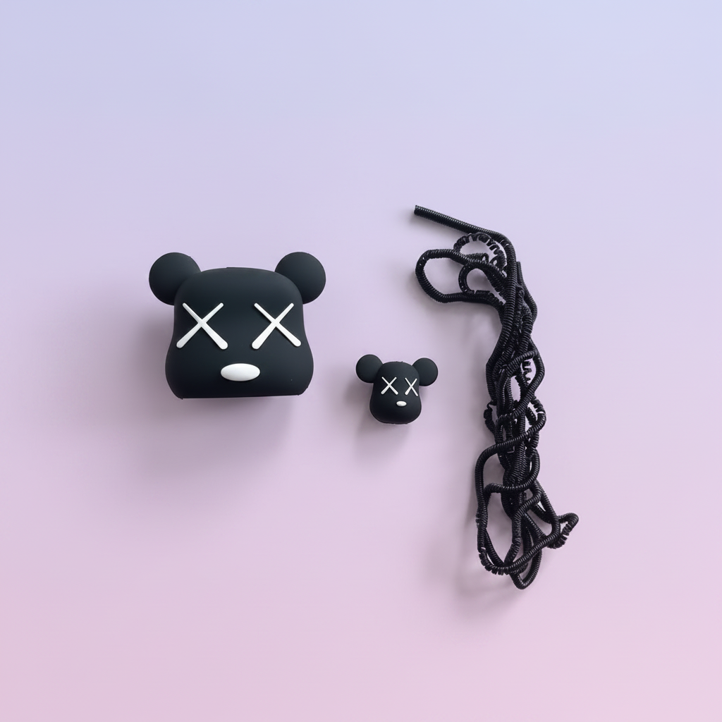 KAWS bear charger cover full set flat lay on white marble