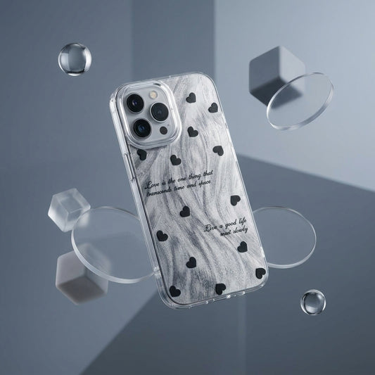 Love Quotes Marble Heart iPhone Case – Clear Aesthetic Cover