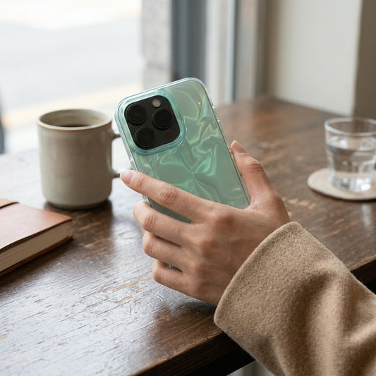 Ocean Water Ripple iPhone Case – Holographic Teal