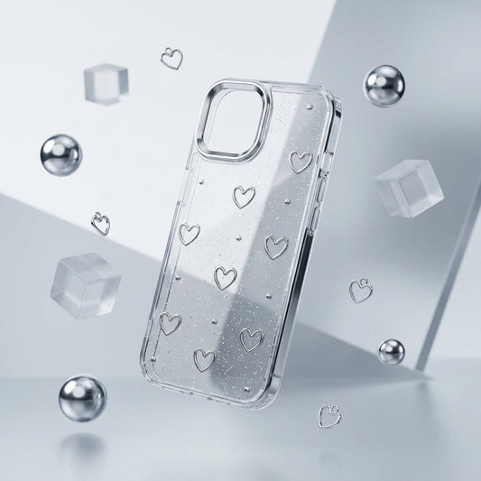 Glitter Heart Clear Silicone iPhone Case