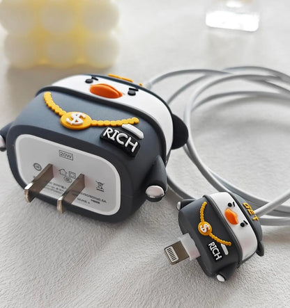 Rich duck charger cover on 20W adapter with cable protector