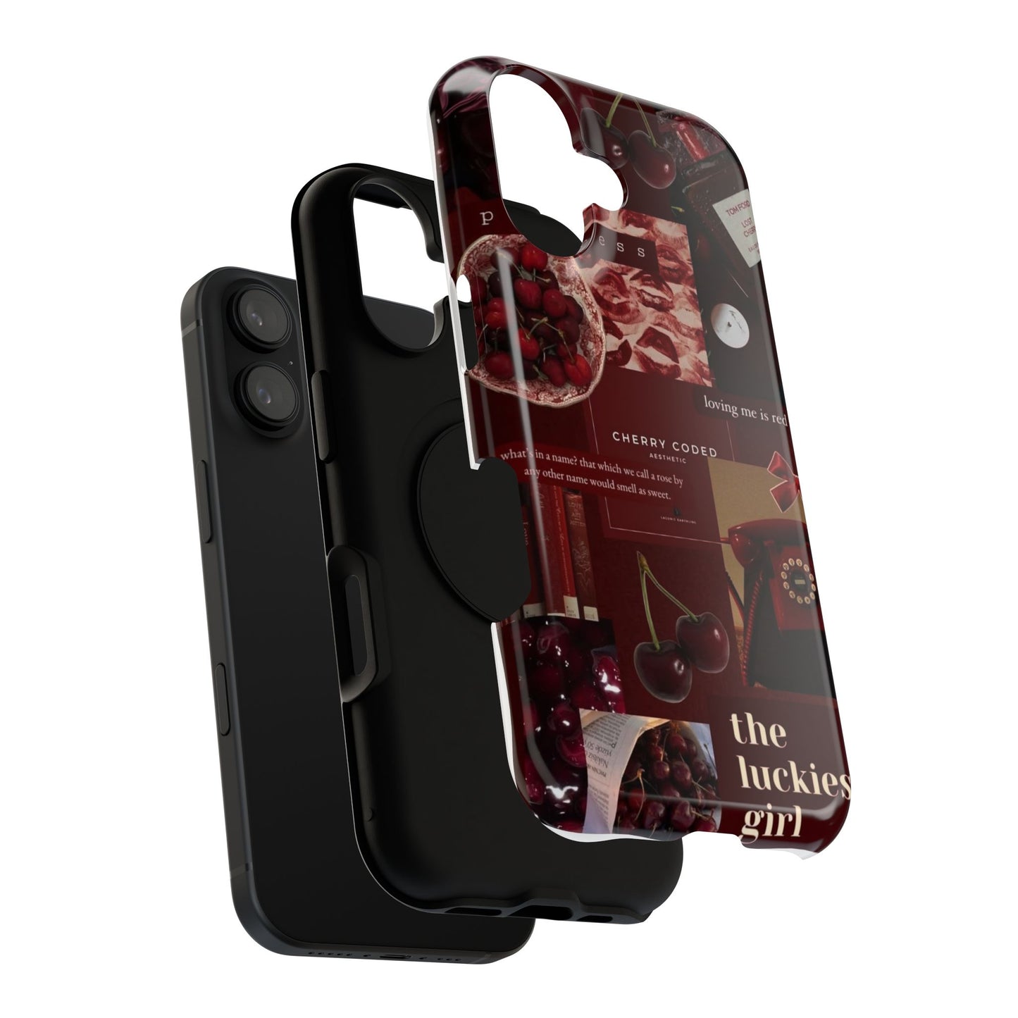 Cherry Coded Aesthetic iPhone Case – 'The Luckiest Girl'