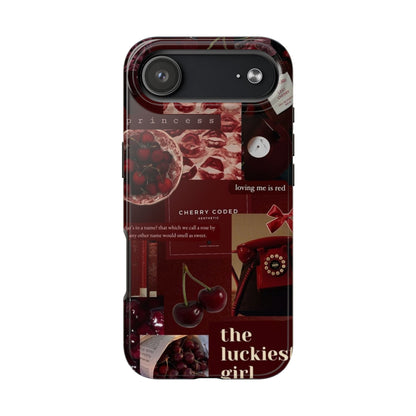 Cherry Coded Aesthetic iPhone Case – 'The Luckiest Girl'