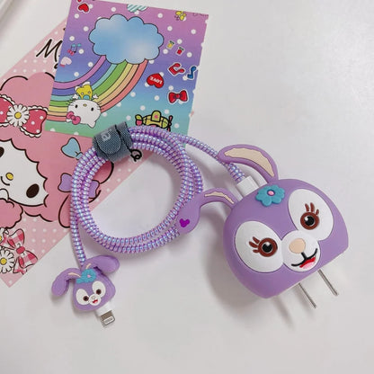 Purple Bunny Charger Skin with Cable Bite and Coil Winder – iPouch