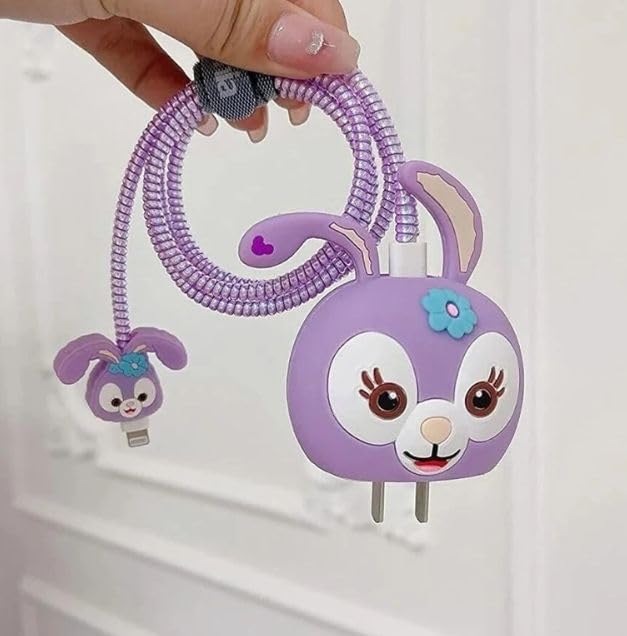 Purple Bunny Charger Adapter Cover with Cable Protector – Kawaii Style
