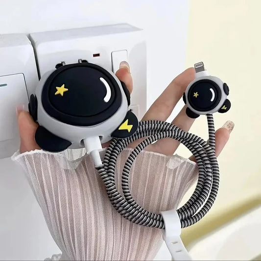Cute panda face charger cover plugged into wall socket