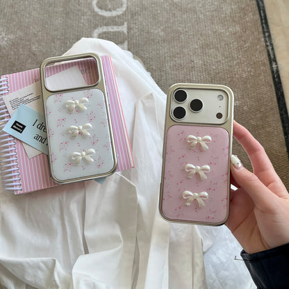 3D Bow Floral iPhone Case – Pearl White