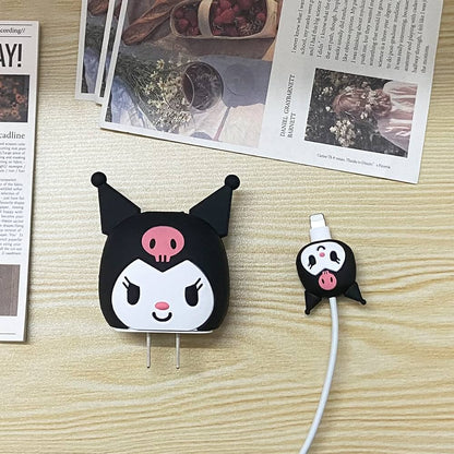Kuromi charger protector set held in hand showing full set
