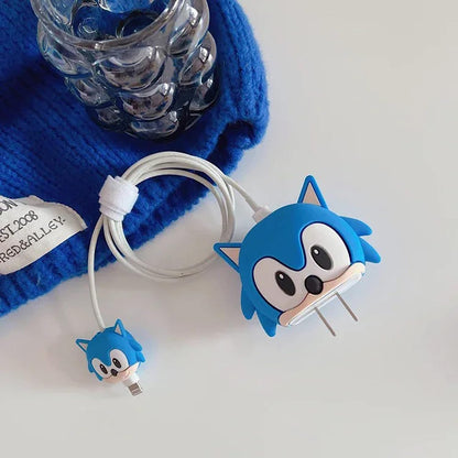 Sonic the Hedgehog iPhone 18W / 20W Charger Adapter Cover & Cable Protector Set – Blue Silicone Skin