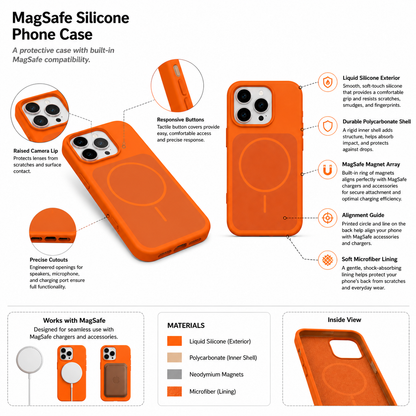MagSafe Silicone iPhone Case — 9 Colours