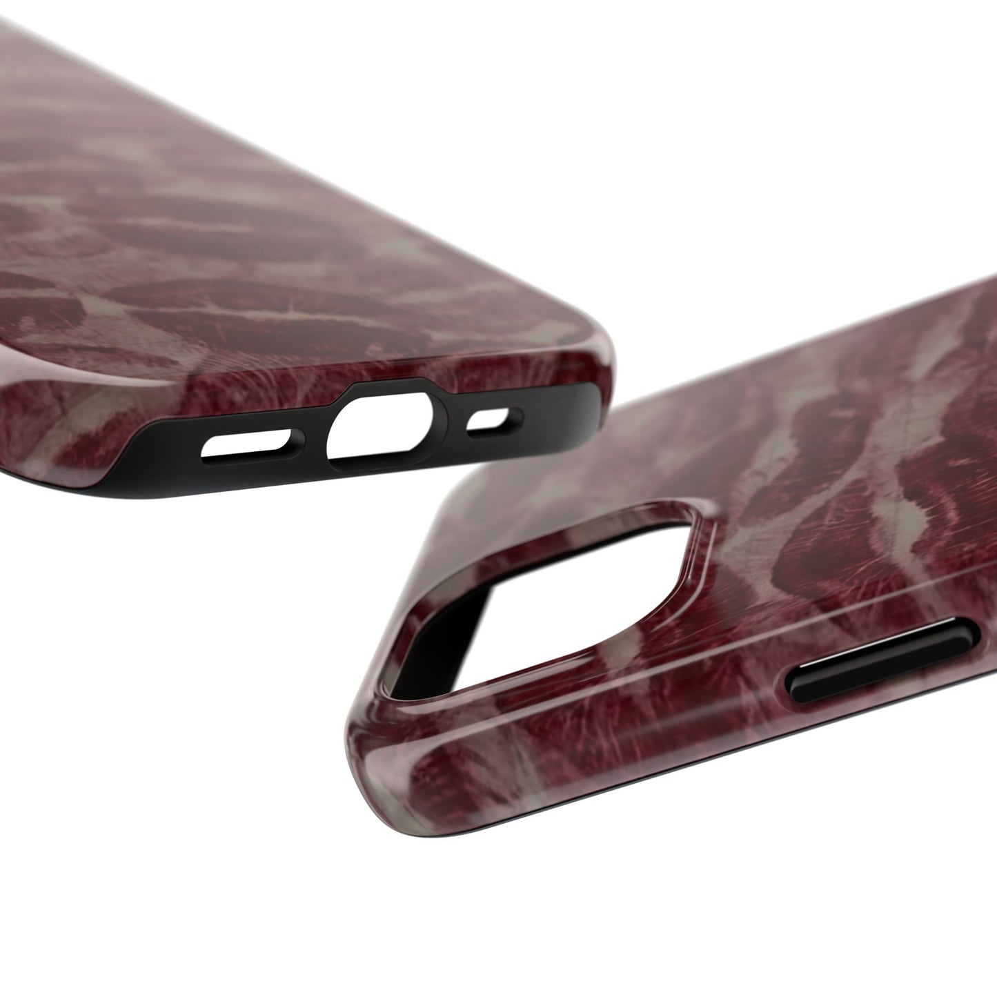 Kiss Print Glossy Tough iPhone Case — Burgundy Lip Print