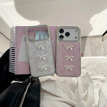 3D Bow Floral iPhone Case – Pearl White