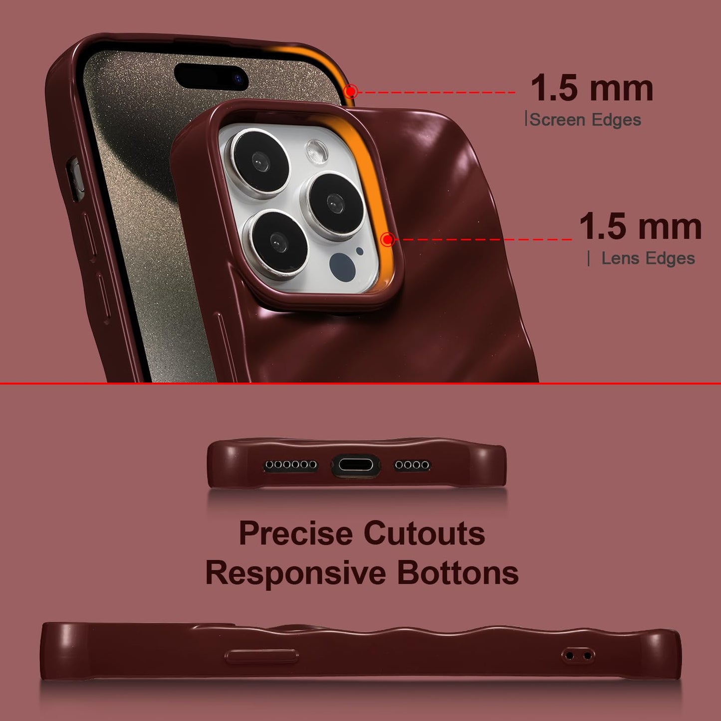 Burgundy Silicone Wave iPhone Case | iPouch™