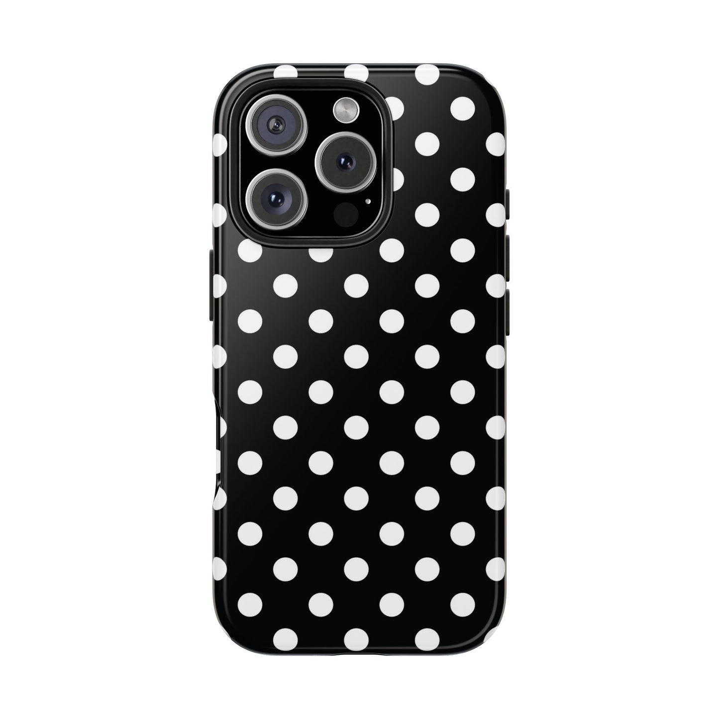 Black Polka Dot Tough iPhone Case — Classic White Dot Print