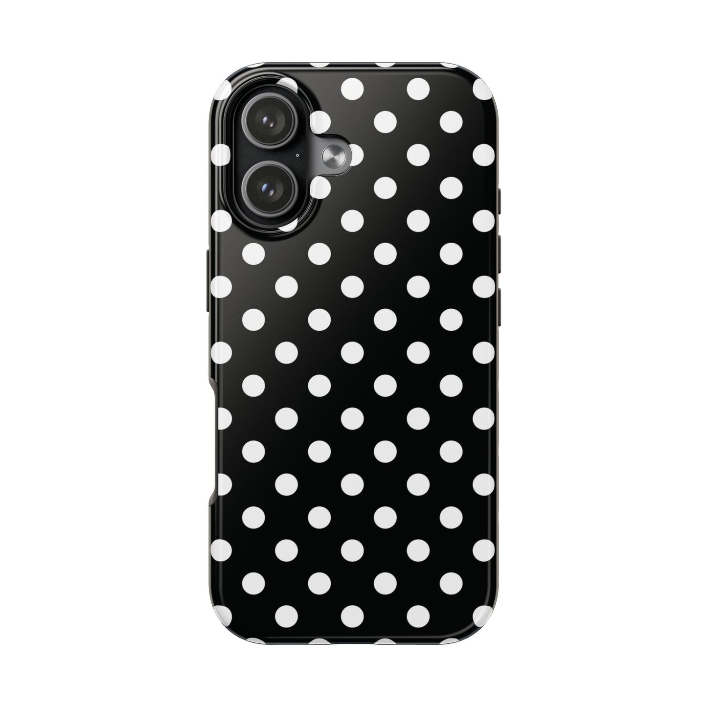 Black Polka Dot Tough iPhone Case — Classic White Dot Print