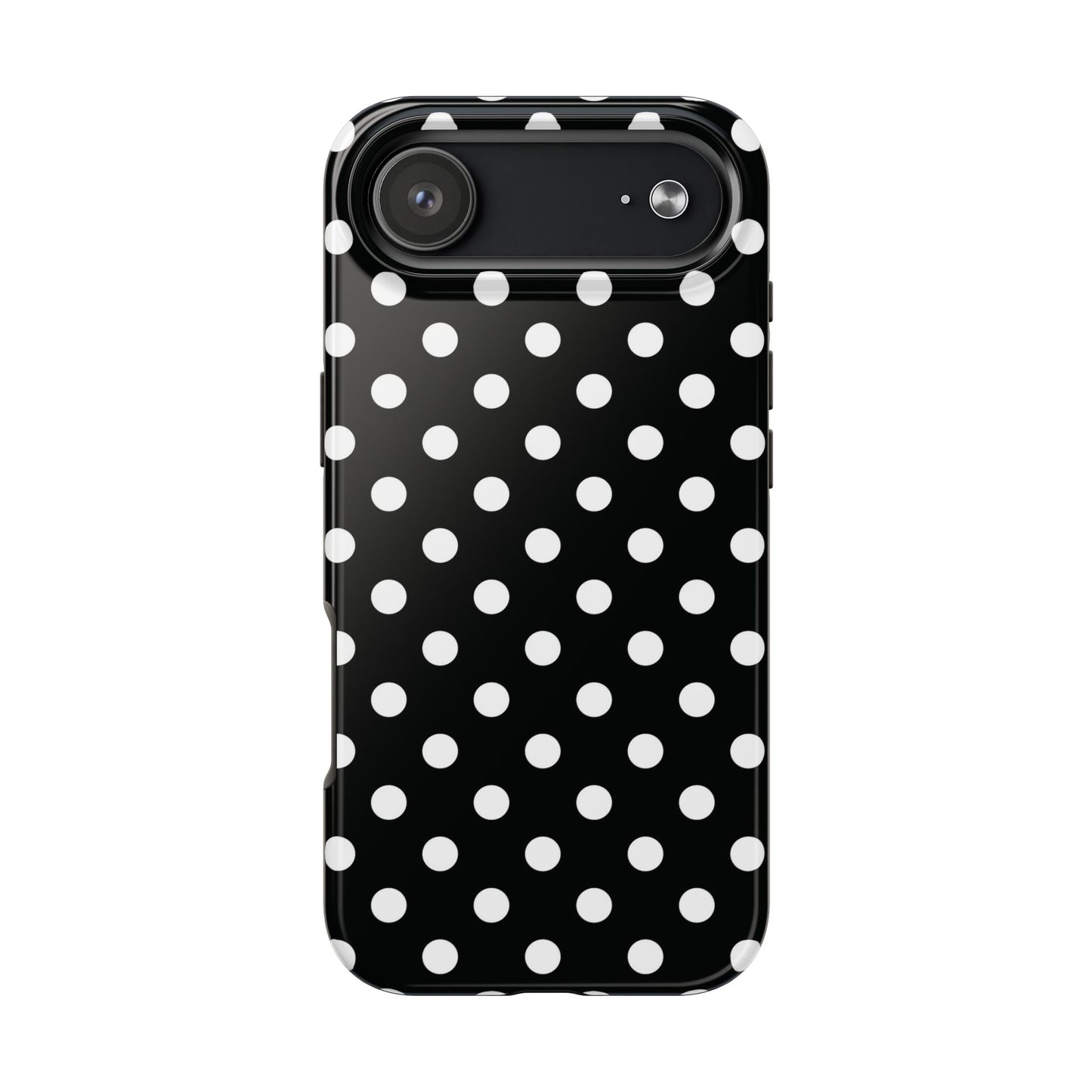 Black Polka Dot Tough iPhone Case — Classic White Dot Print