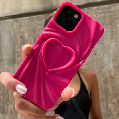 Dark Pink 3D Heart Silicone iPhone Case | iPouch™