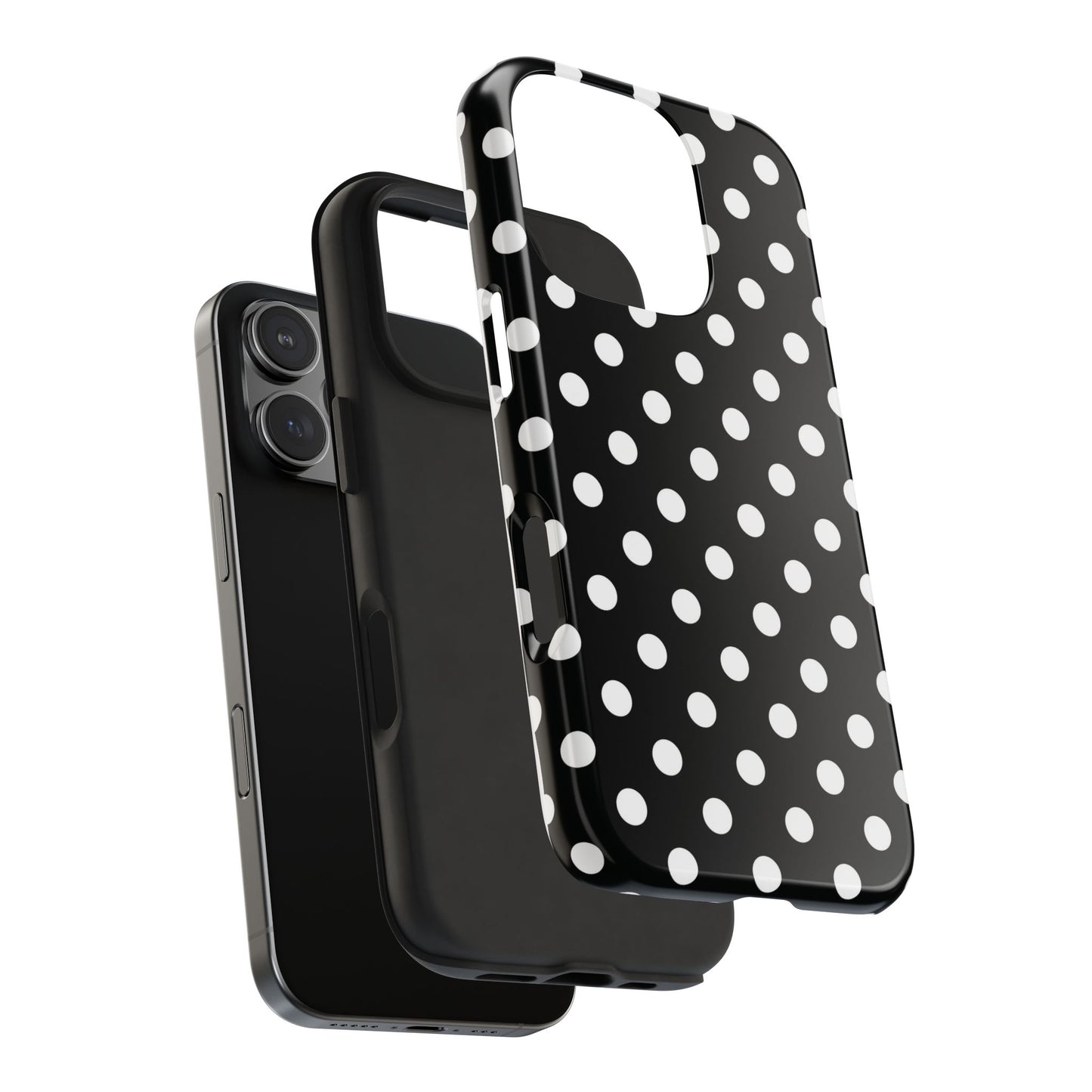 Black Polka Dot Tough iPhone Case — Classic White Dot Print