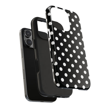 Black Polka Dot Tough iPhone Case — Classic White Dot Print