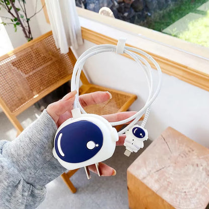 Astronaut iPhone 18W / 20W Charger Adapter Cover & Cable Protector Set – Navy Blue Cute Silicone Skin