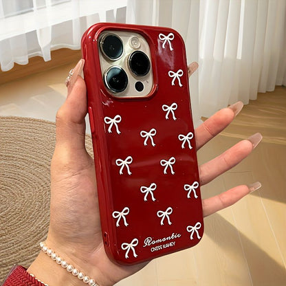 Red Bow Pattern iPhone Case – Romantic Glossy Cover