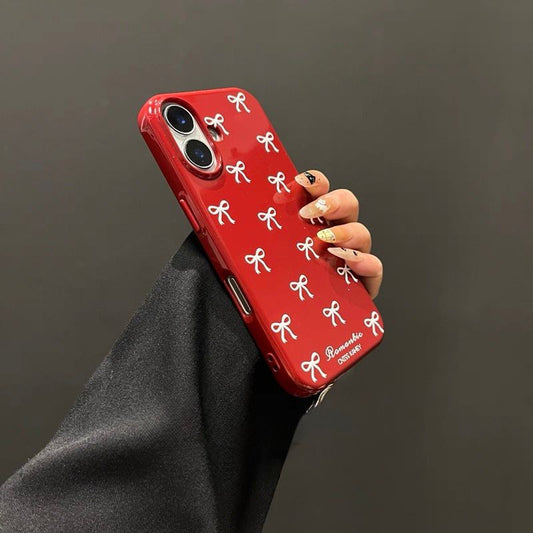 Red Bow Pattern iPhone Case – Romantic Glossy Cover