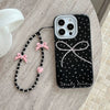 Lovely Power Black Star Bow iPhone Case – with Bead Chain