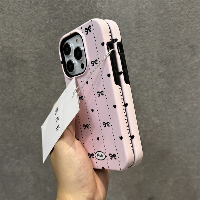 Pink Bow & Hearts iPhone Case – Coquette Aesthetic “Cute” Edition