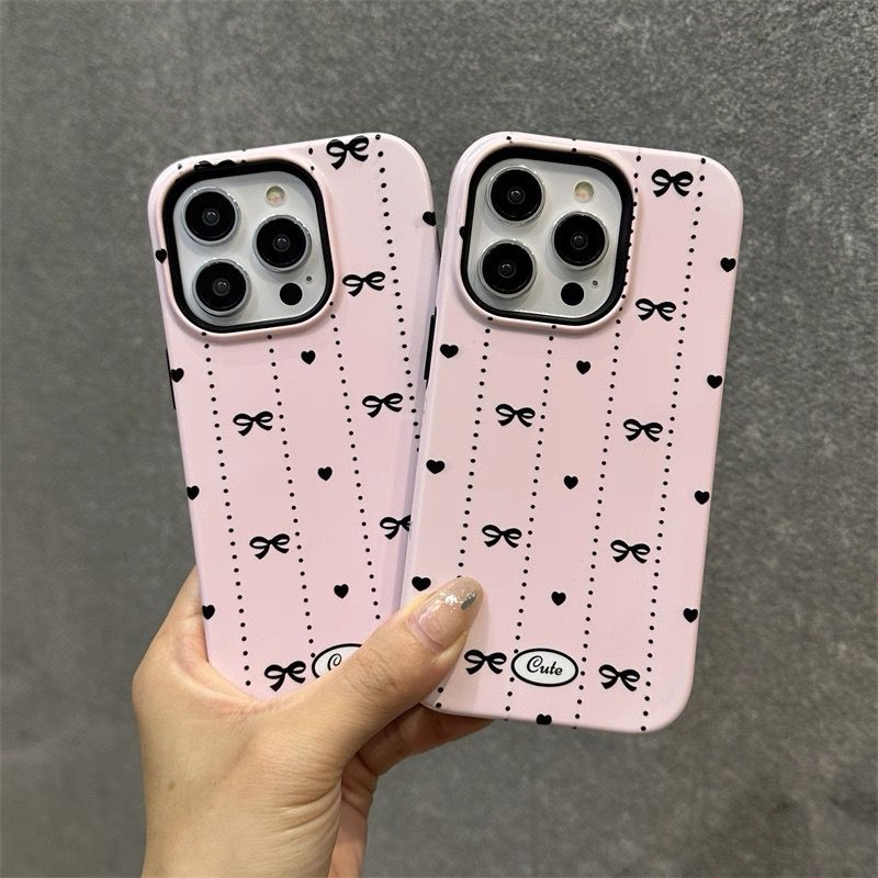 Pink Bow & Hearts iPhone Case – Coquette Aesthetic “Cute” Edition