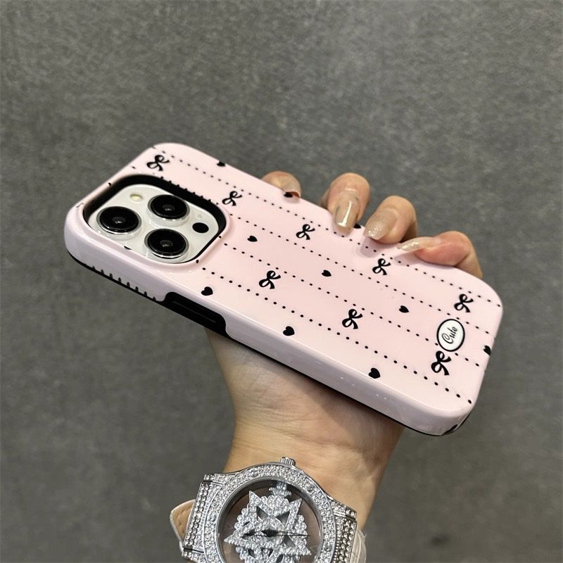 Pink Bow & Hearts iPhone Case – Coquette Aesthetic “Cute” Edition