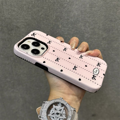Pink Bow & Hearts iPhone Case – Coquette Aesthetic “Cute” Edition