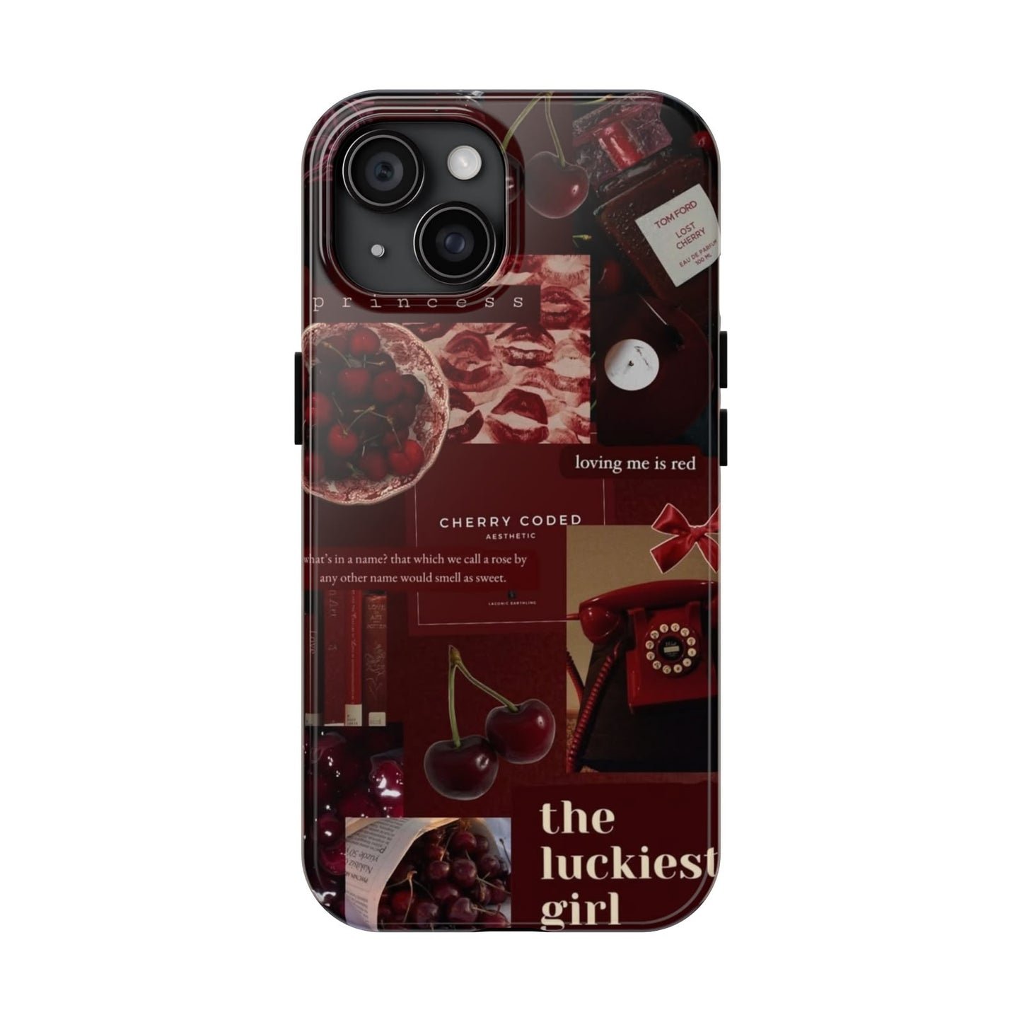 Cherry Coded Aesthetic iPhone Case – 'The Luckiest Girl'