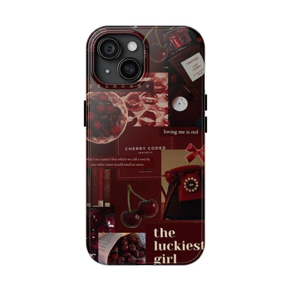 Cherry Coded Aesthetic iPhone Case – 'The Luckiest Girl'
