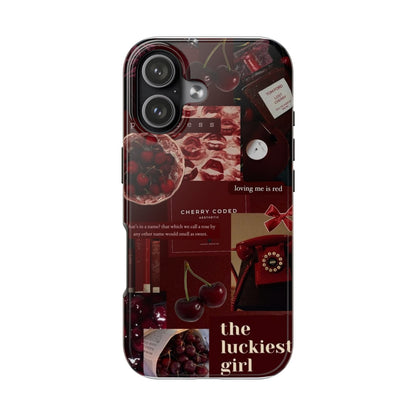 Cherry Coded Aesthetic iPhone Case – 'The Luckiest Girl'