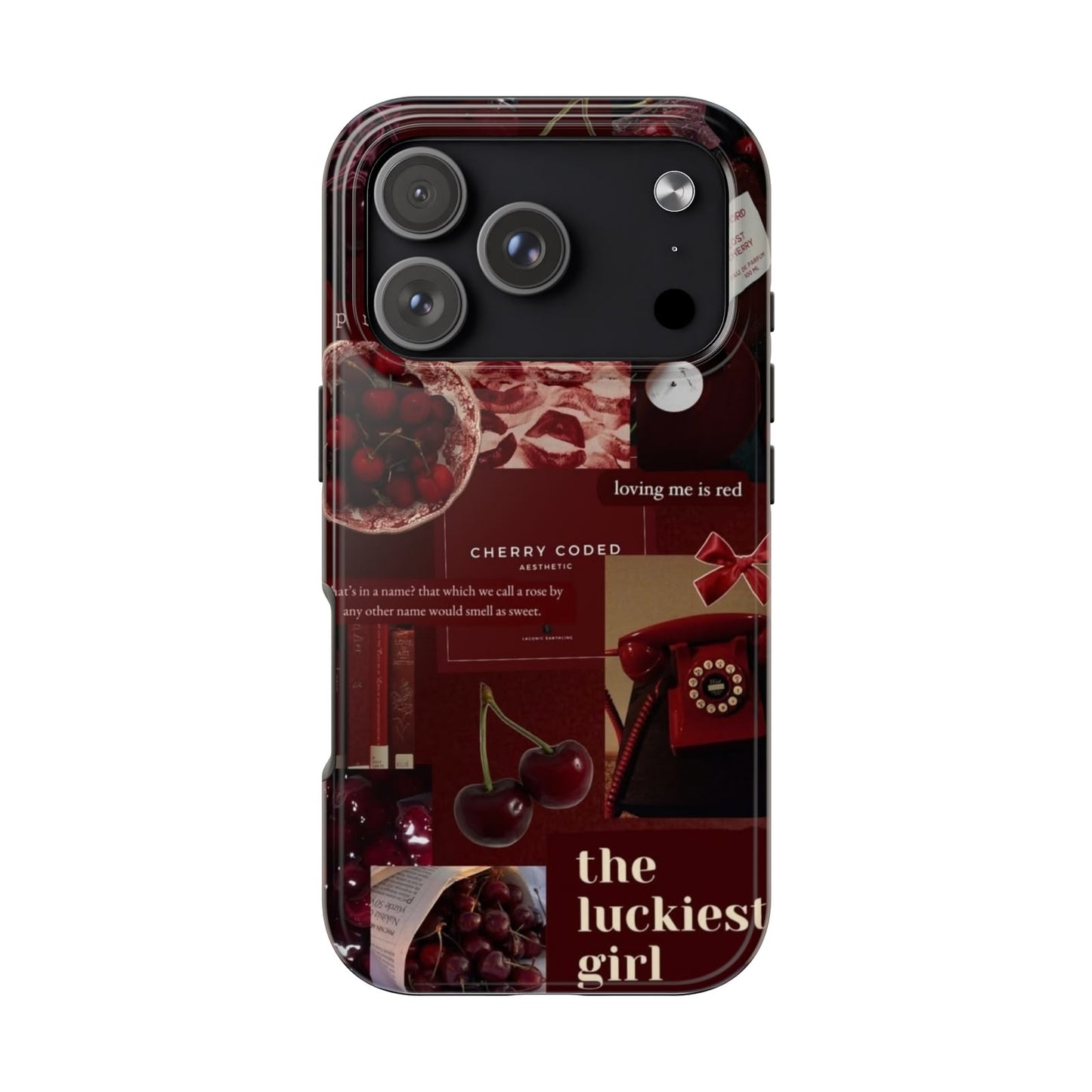 Cherry Coded Aesthetic iPhone Case – 'The Luckiest Girl'