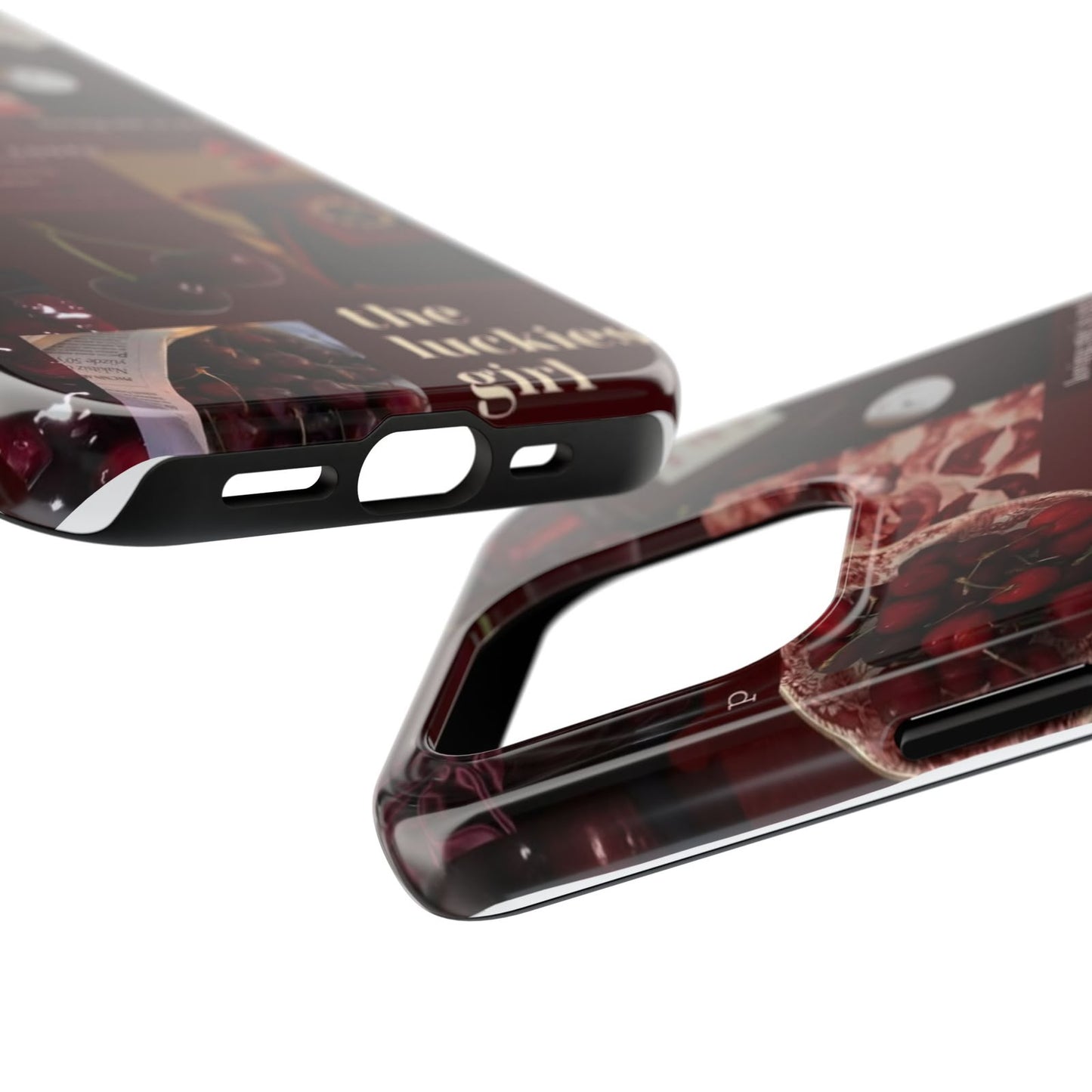 Cherry Coded Aesthetic iPhone Case – 'The Luckiest Girl'