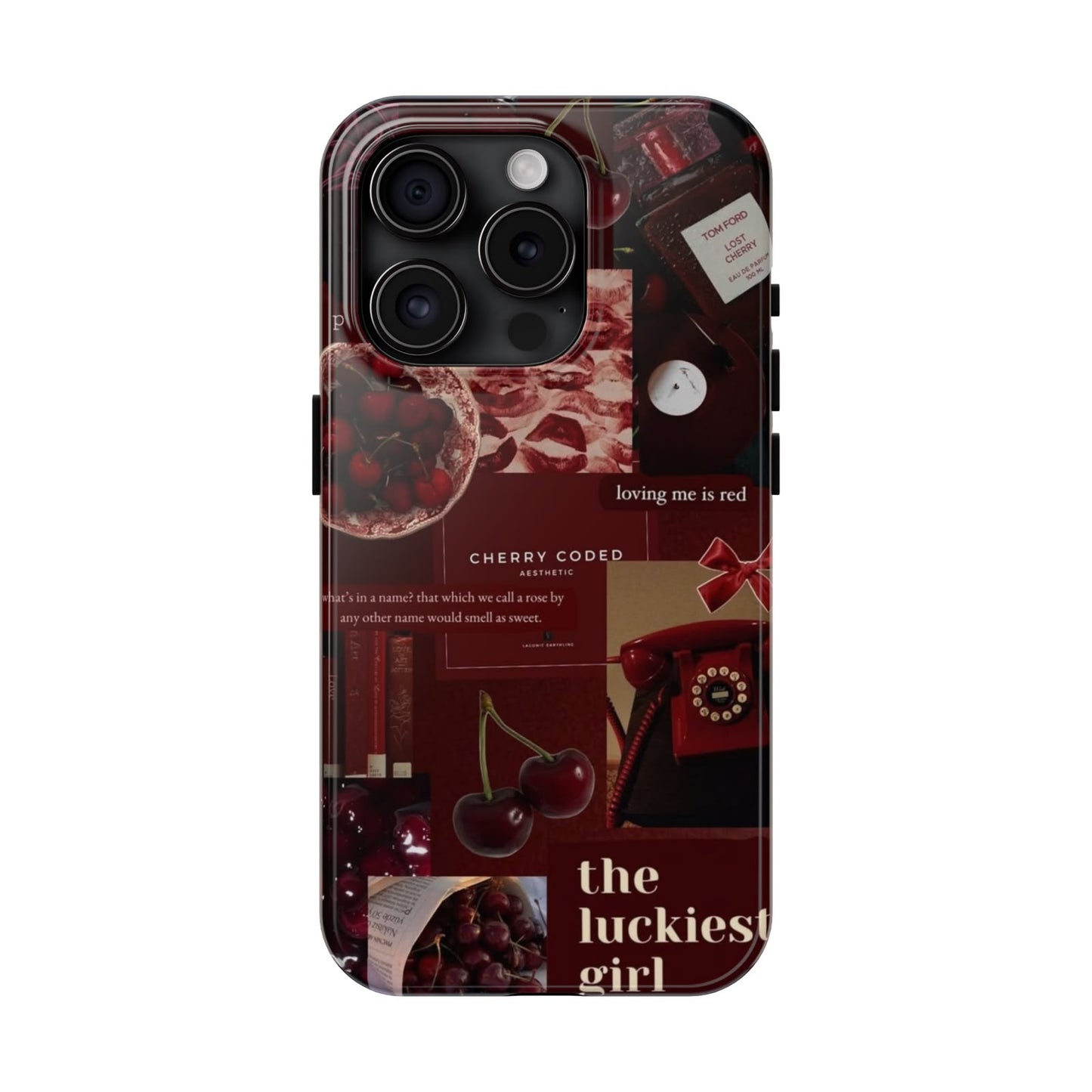 Cherry Coded Aesthetic iPhone Case – 'The Luckiest Girl'
