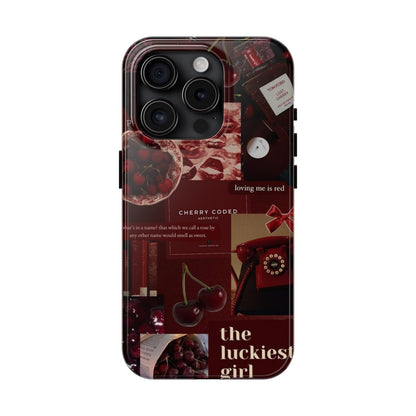 Cherry Coded Aesthetic iPhone Case – 'The Luckiest Girl'