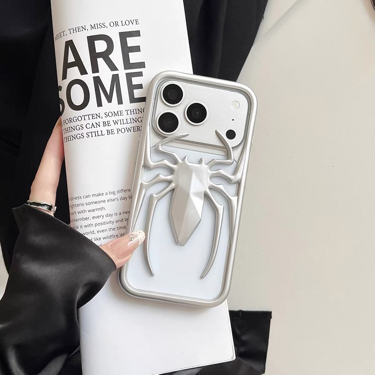 3D Spider iPhone Case – Bold Metallic Design