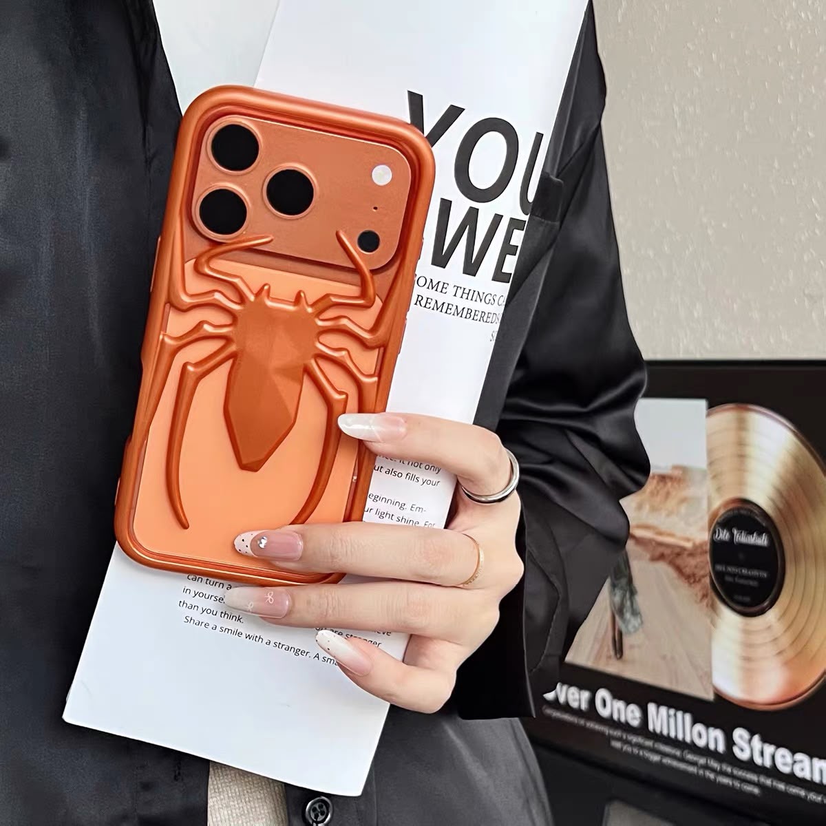 3D Spider iPhone Case – Bold Metallic Design