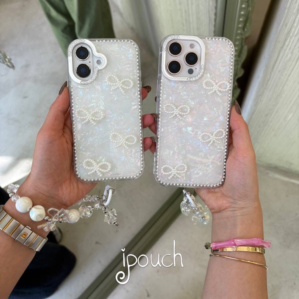 iPouch Pearl Shell Bow iPhone Case lifestyle shot