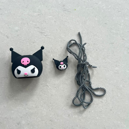 Kuromi charger cover and cable protector set components