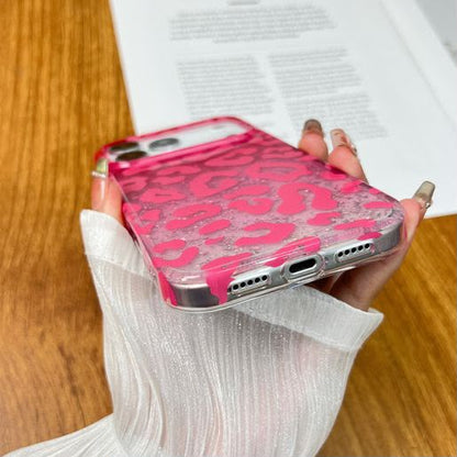 Pink Leopard Glitter iPhone Case – Hot Pink Ombre Sparkle