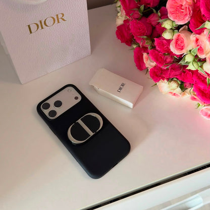 Compact mirror phone grip open showing dual mirror panels with gift box