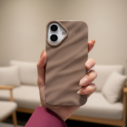 Beige case on iPhone 13 - lifestyle hand shot