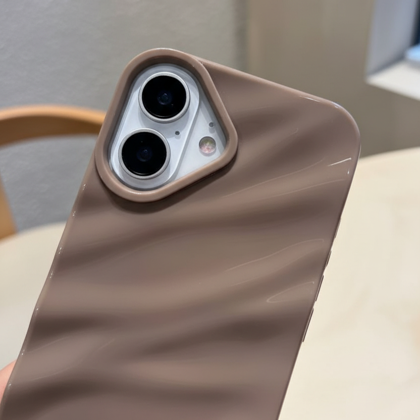 Beige case on iPhone 13 Pro - detail close-up