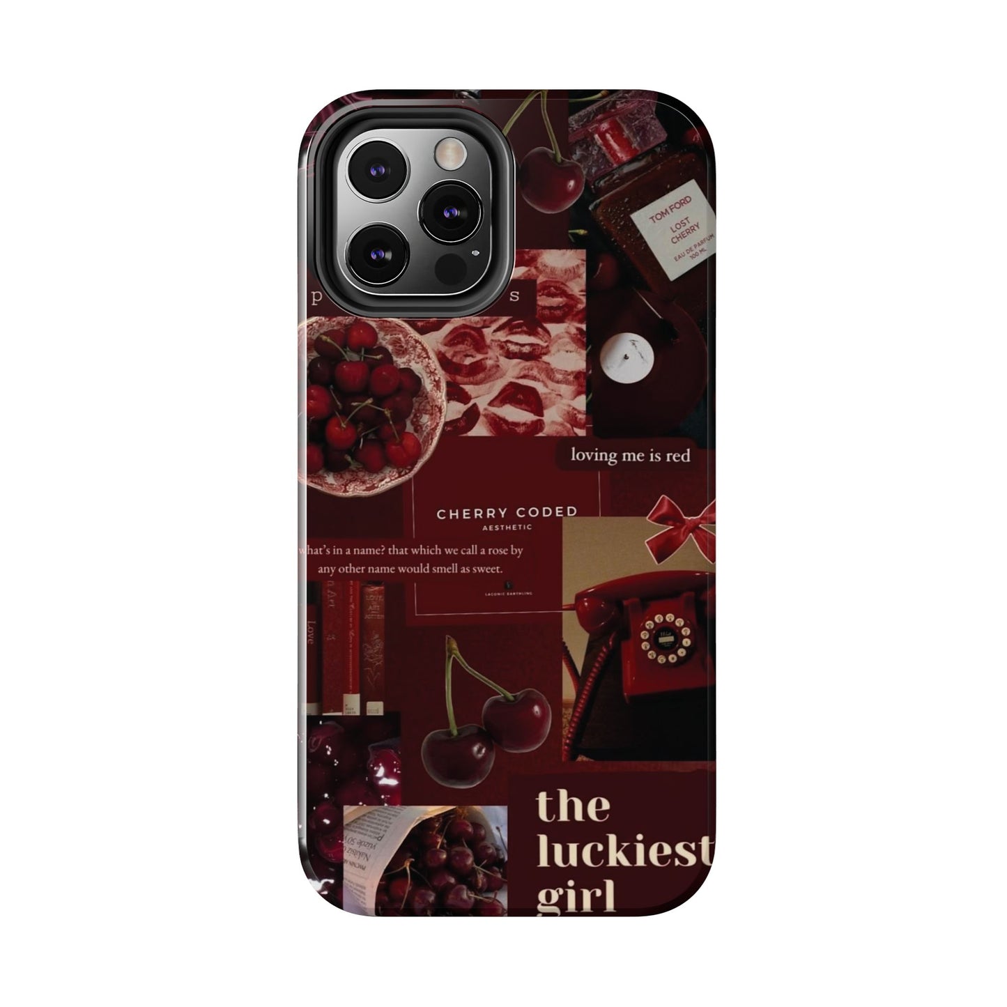 Cherry Coded Aesthetic iPhone Case – 'The Luckiest Girl'