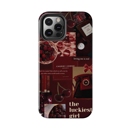 Cherry Coded Aesthetic iPhone Case – 'The Luckiest Girl'
