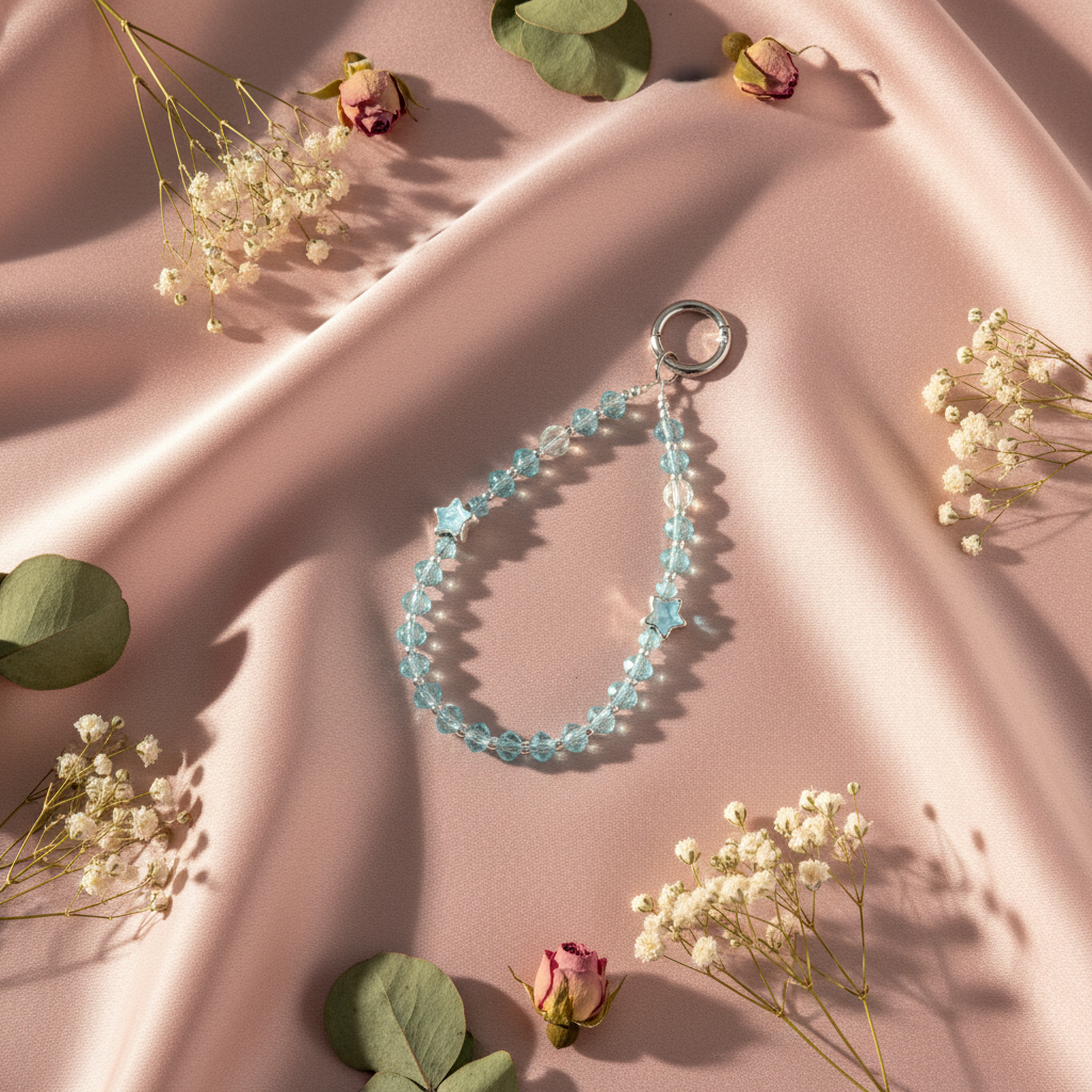 Aqua Crystal Star Charm - Blush Silk 45 Degree Shot